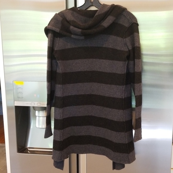 💕VINCE💕 Striped Shawl Collar Cardigan Hooded Alpaca Wool Cashmere Striped XS - Picture 3 of 7